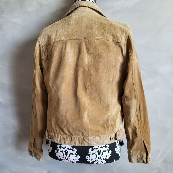 Eddie Bauer Seattle Suede Leather Jacket Small Coat Tan - Picture 2 of 15